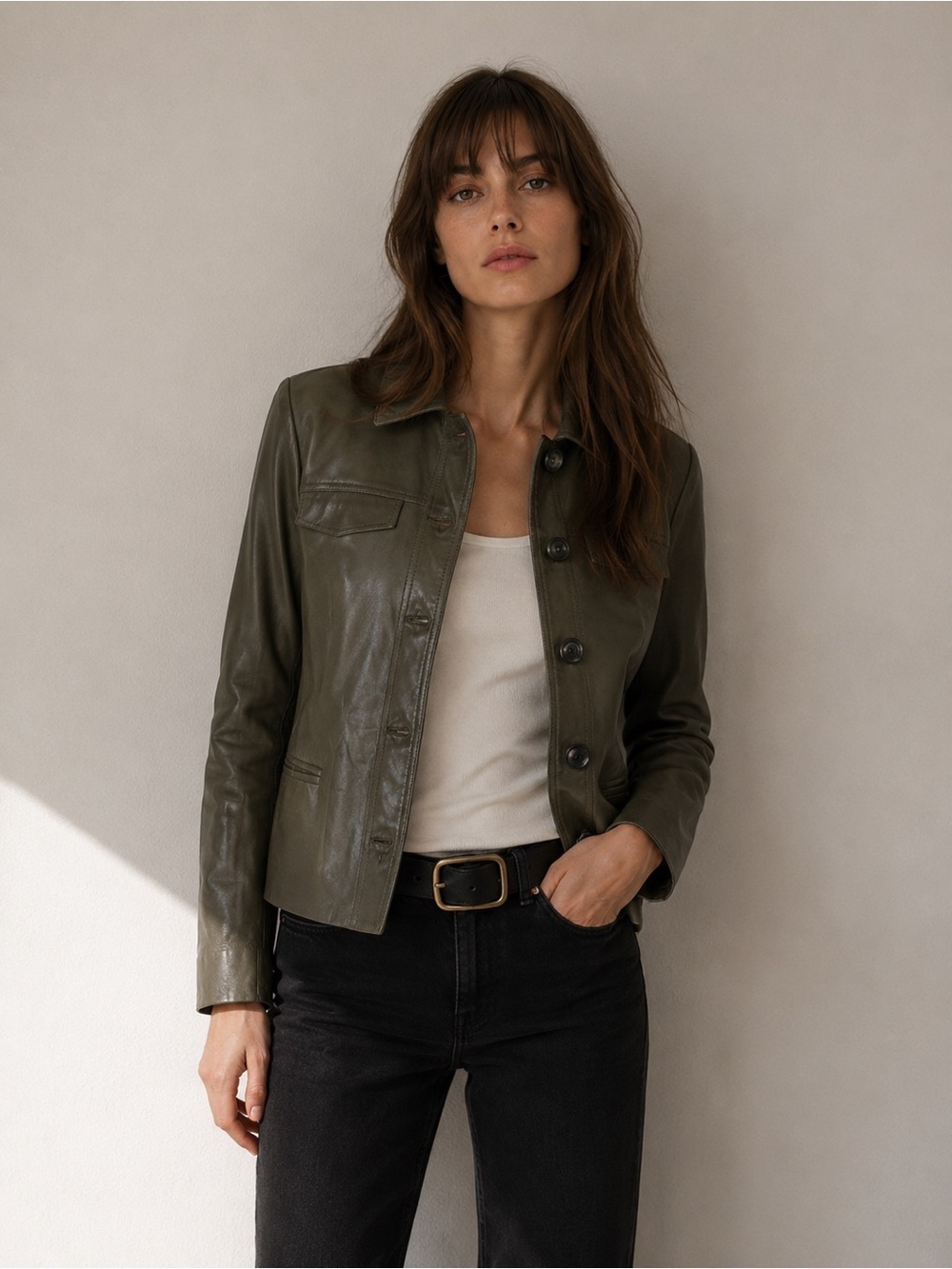ZADIG & VOLTAIRE Olive Leather Jacket